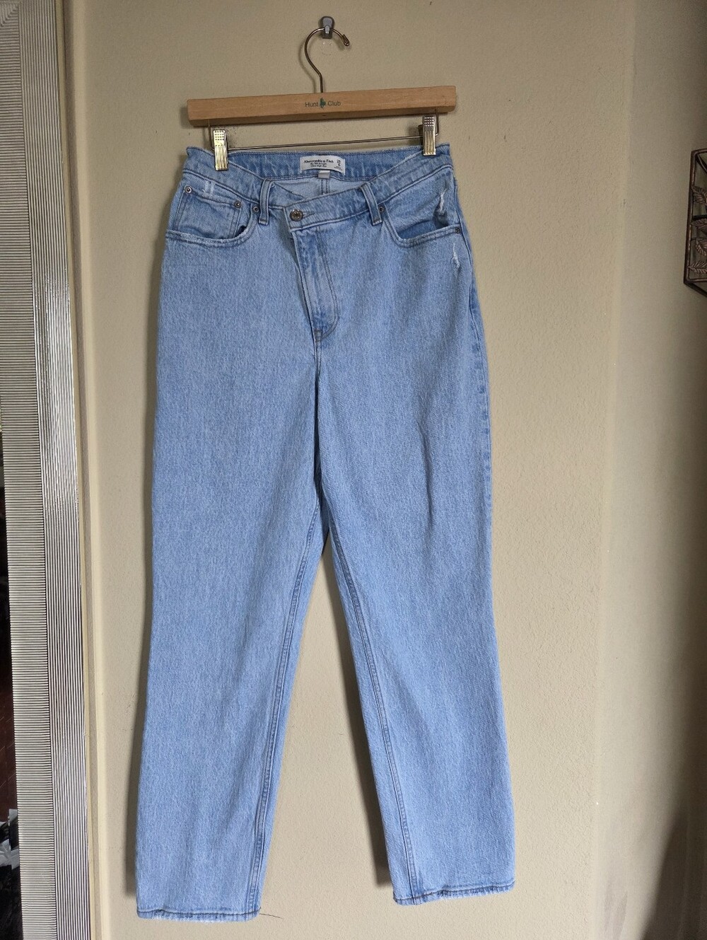 Abercrombie & Fitch Criss Cross Crossover Light Blue 90s Straight Leg Jeans